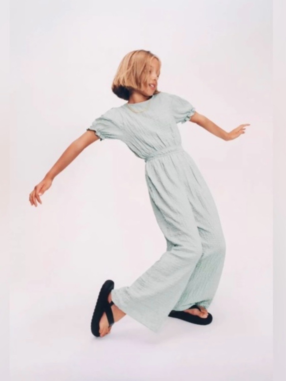Zara Light Mint Green Wide-Leg Jumpsuit